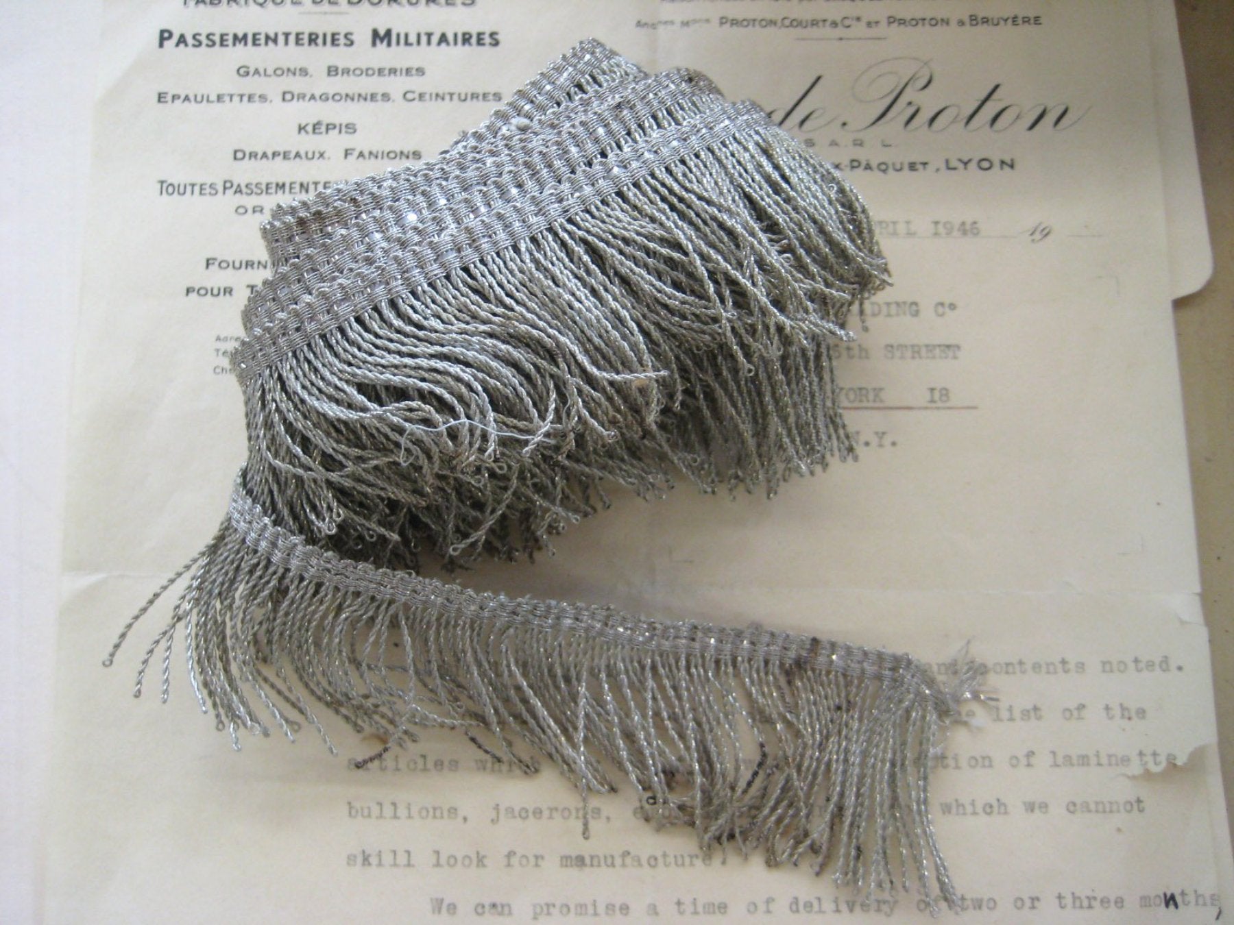 Silver Twist Thread Fringe  1 3/4"
