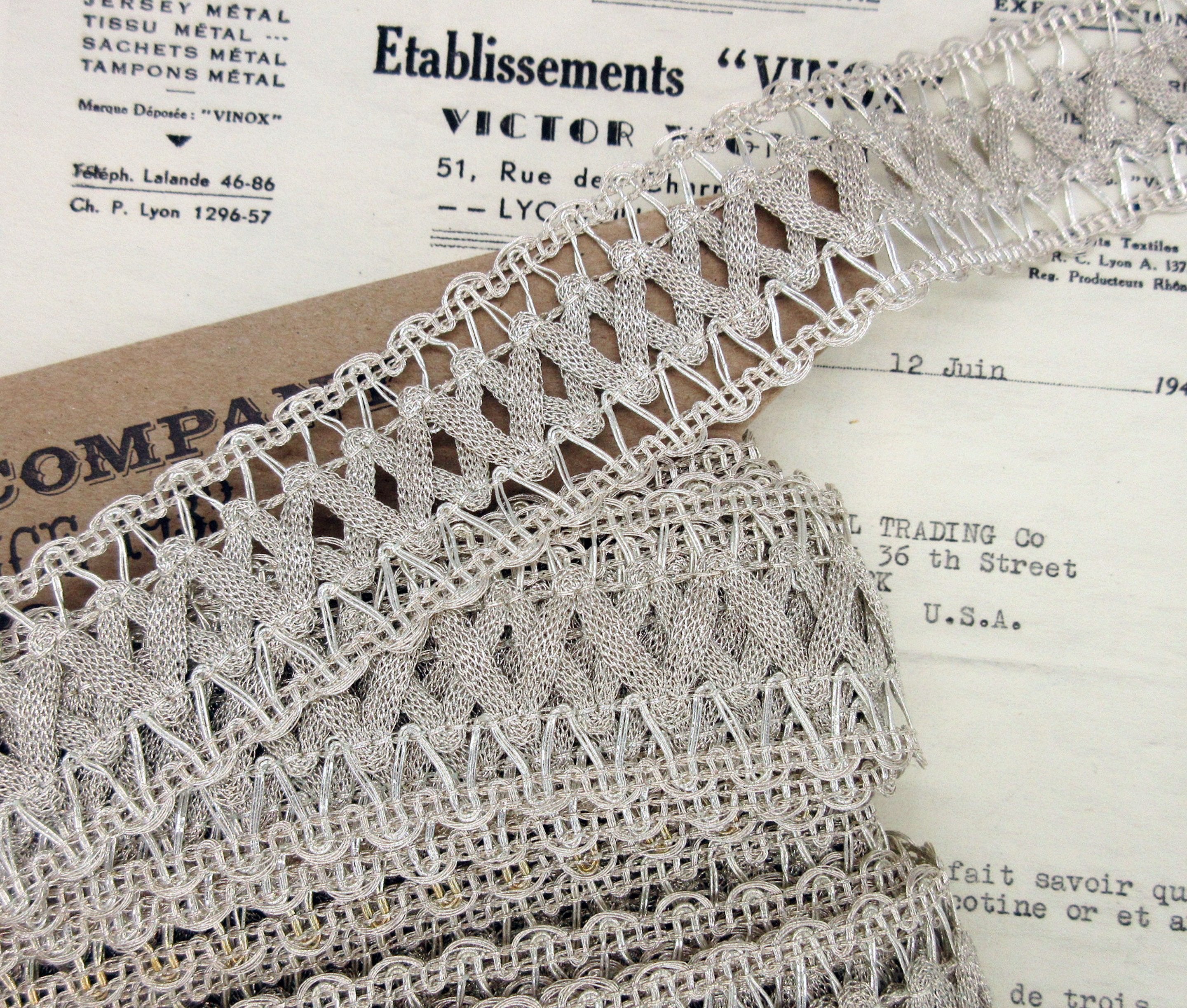 Silver Metallic Wide Fancy Braid 1 1/2"