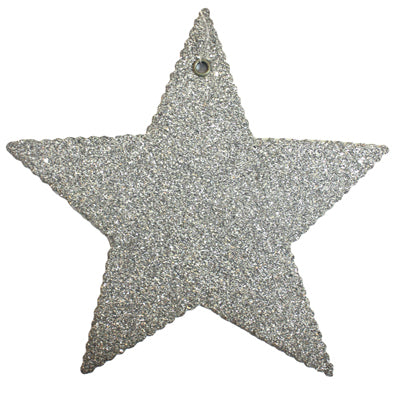 Silver Glass Glitter Stars - Asst Sizes