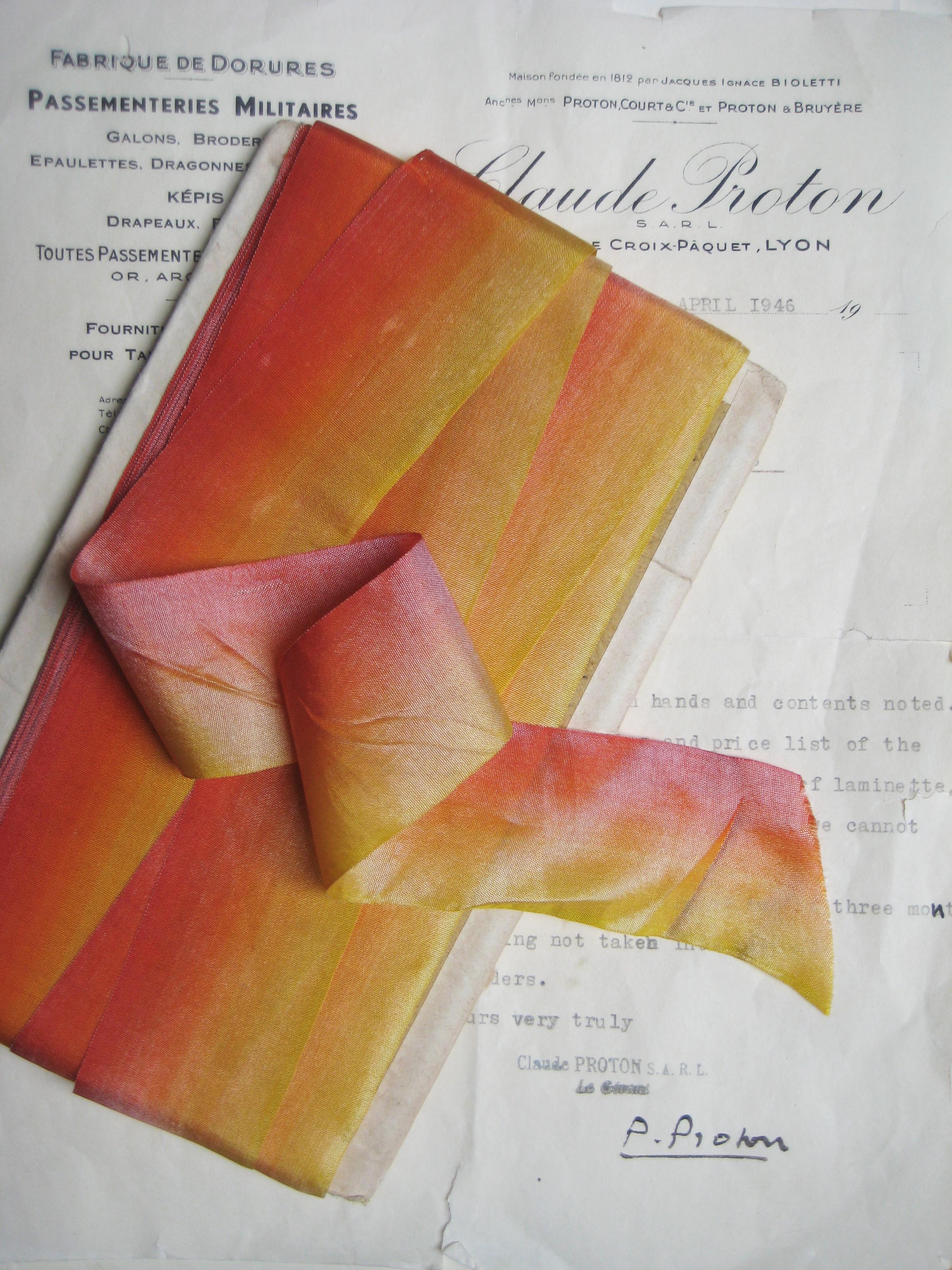 French Yellow/Orange Ombre Silk 1 Yard